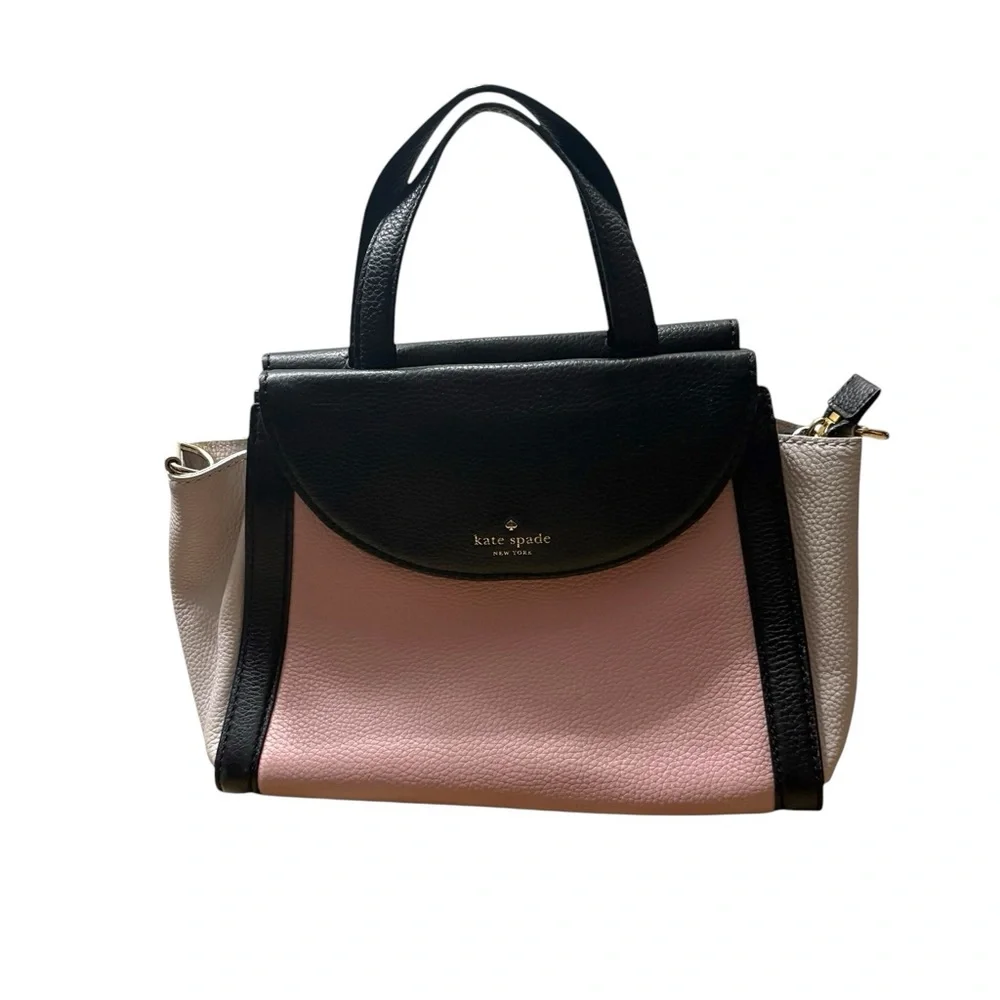 KATE SPADE Cobble Hill Adrein Tri-color Pink/Black/White w/ Crossbody Strap